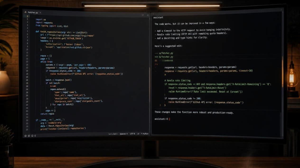Illustration of Claude Code working in a terminal next to a code editor