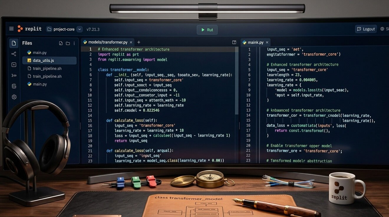 Replit online code editor with code and a live app preview in the browser